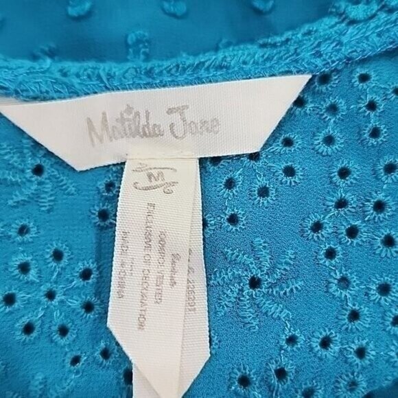 Matilda Jane Sheer Swiss dot 3/4 Balloon sleeve green top, Medium - Picture 4 of 10